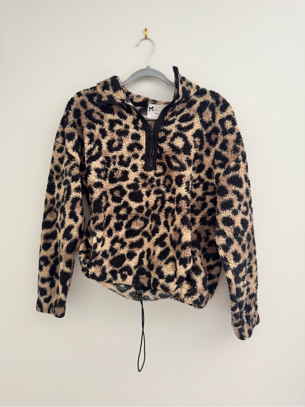 Sincerely Jules Leopard Print Sherpa Pullover - Black & Tan Cozy Girl Fall